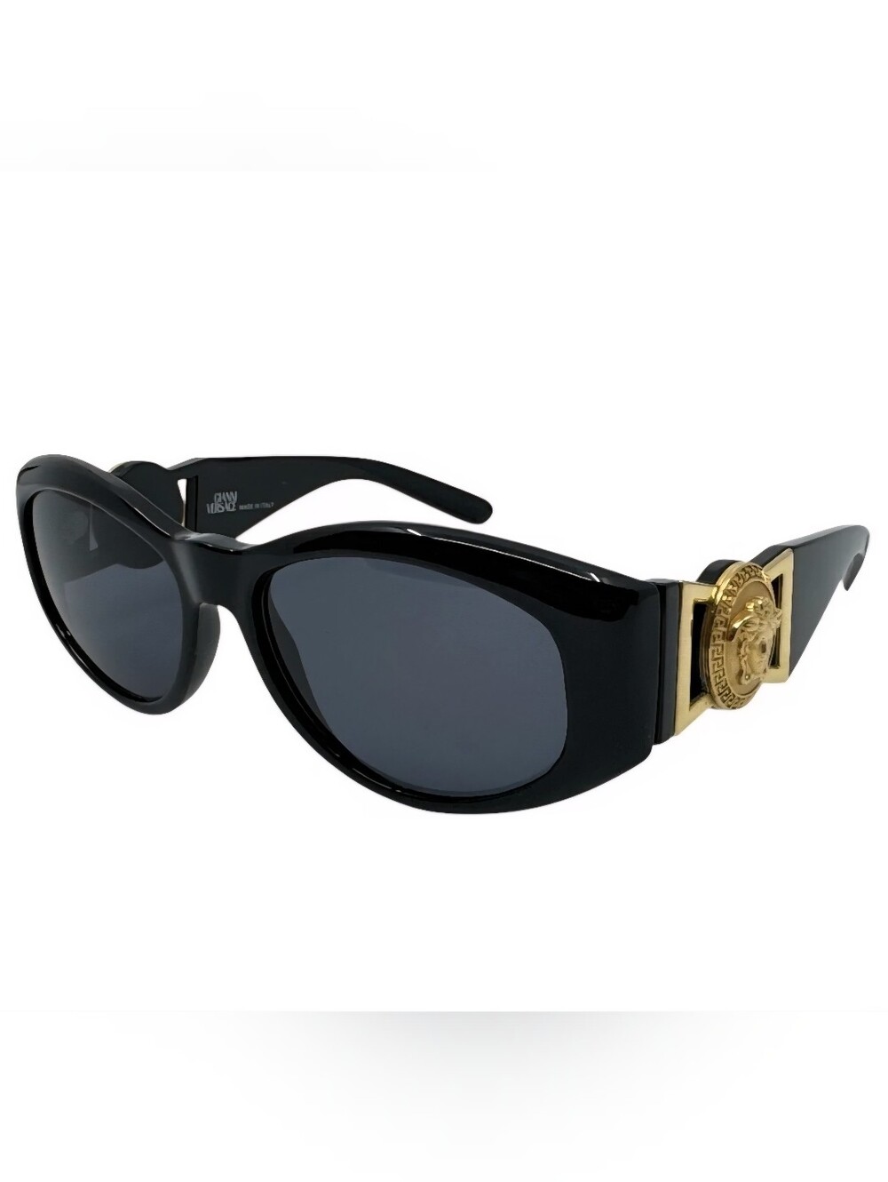 Gianni Versace 424 "Biggie" Vintage Black Sunglasses W Medusa Iconic Excellent